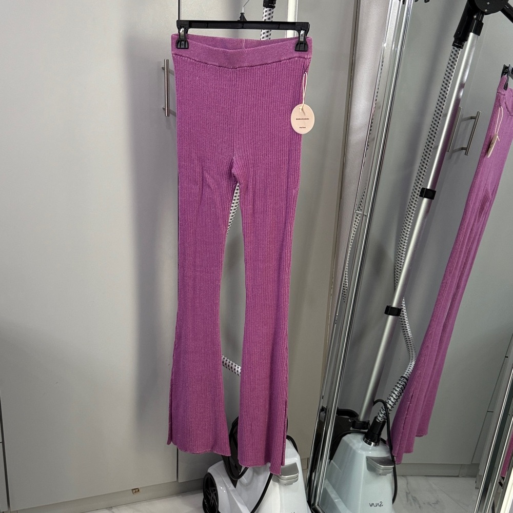 Camila Coelho Mauve Ribbed Knit pants